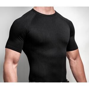 Corewear Men's Black Undershirt Short Sleeve Top Stretch Slim Large